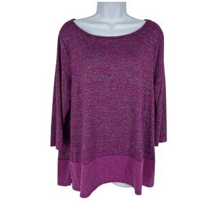 Lane Bryant Purple Heathered Long Sleeve Tunic Top With Side Slits Size 14/16